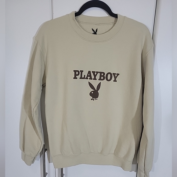 PLAYBOY Sweaters - Playboy Bunny Graphic Beige Pullover Small Sweater